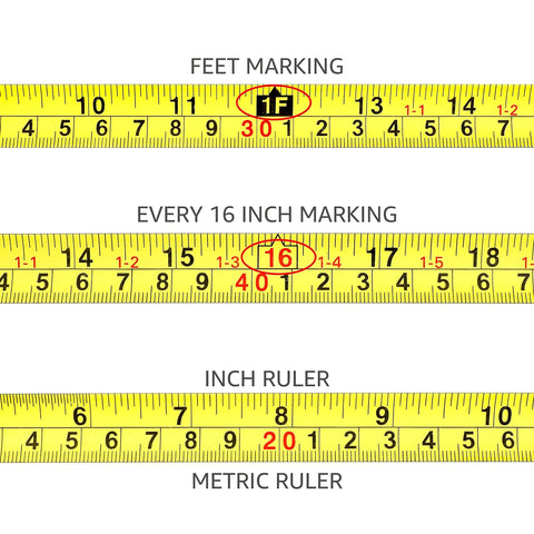 Amazon Basics Retractable Tape Measure with Metric and SAE Measurements, 16 ft / 192 in, Turquoise