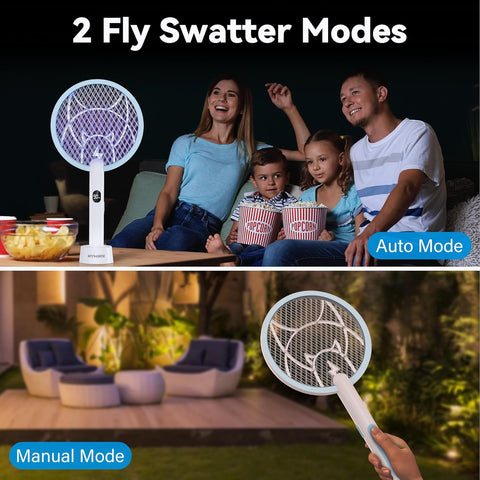 Nymrix Electric Fly Swatter 4100V Dual Mode Bug Zapper Racket（Blue,1-Pack）
