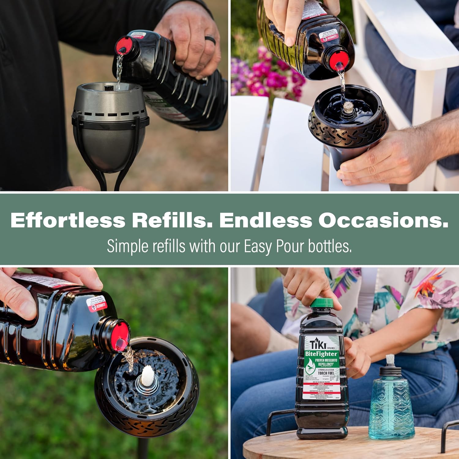 Tiki BiteFighter Mosquito Repellent Torch Fuel - 1 Gallon (128 oz.), Citronella & Cedar Formula for Mosquito Repellency, Easy Pour Bottle, Use with Torches & Table Torches, Outdoor & Backyard Use
