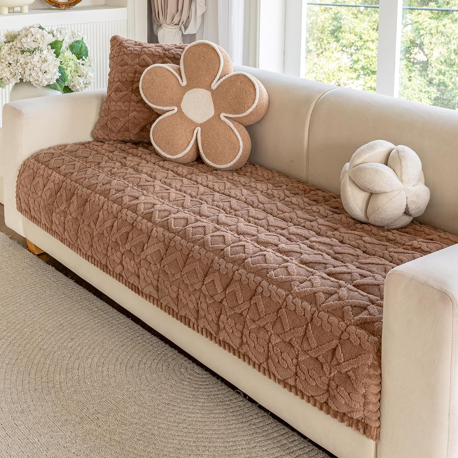 OstepDecor Couch Cover for Dogs, Washable Non Slip Sofa Cover for Pets