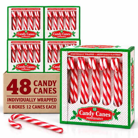 Candy Cane Peppermint Classic Red & White - Individually Wrapped (120 Count, Peppermint)
