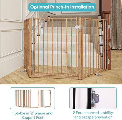 No Pawblems Freestanding Dog Gate with Door for Indoor & Outdoor, 30'' Tall