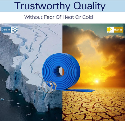 1.5"x50FT Pool Backwash Hose, Lay Flat, Drain & Sump, 2 Clamps