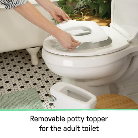 Ingenuity My Size Potty Pro 2-in-1 Potty Training Toilet, Floor Potty with Removable Potty Seat for Standard Toilets, Realistic Flushing Sound, for Toddlers Ages 18+ Months, Up to 50 lb