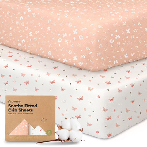 KeaBabies 2pk Organic Cotton Crib Sheets for Boys Girls 52x28, Butterflies