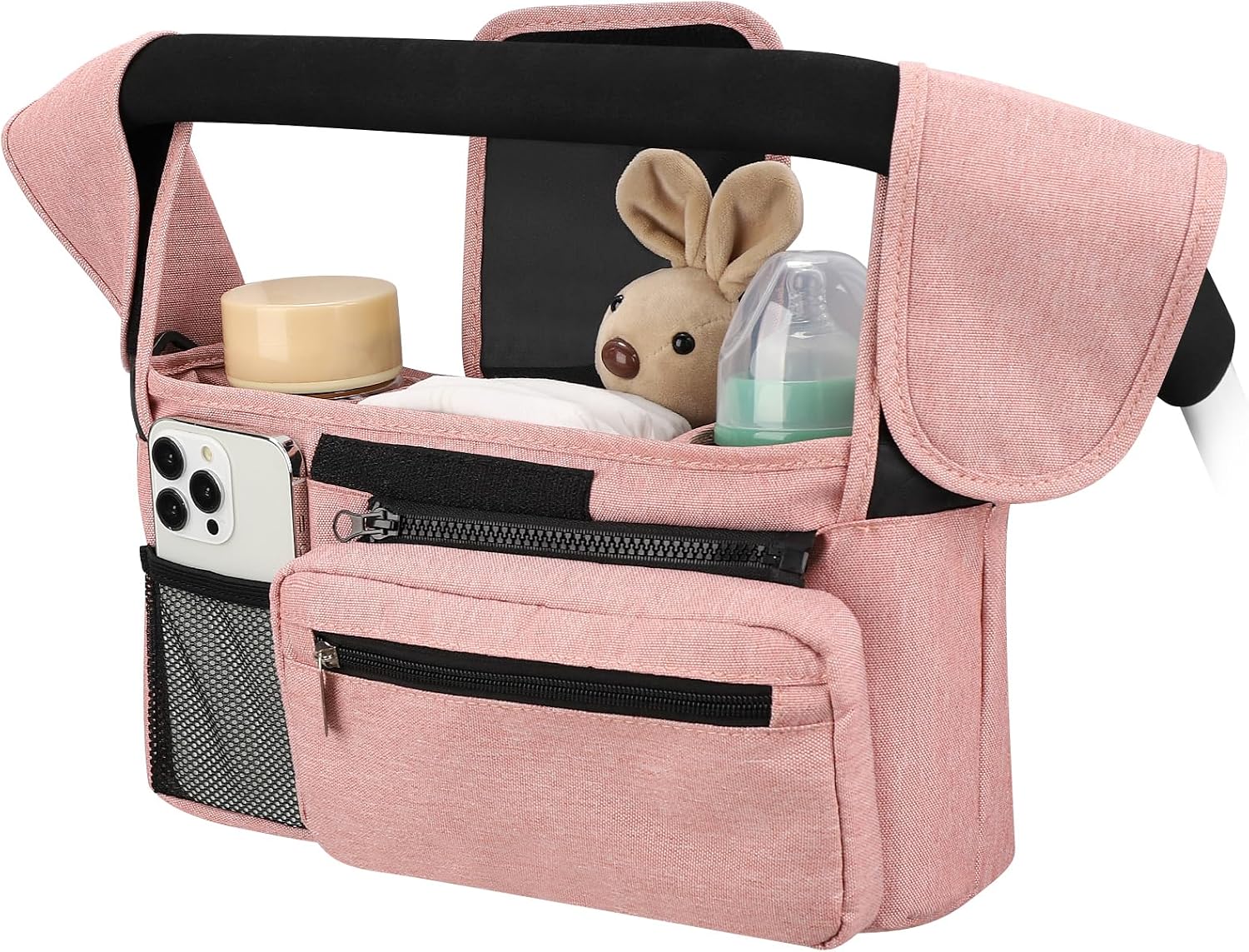 Accmor Universal Stroller Organizer with Insulated Cup Holder, Detachable Phone Bag Shoulder Strap, Stroller Caddy Bag for UPPAbaby, Baby Jogger, Graco, Umbrella & Most Strollers