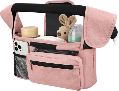 Accmor Universal Stroller Organizer with Insulated Cup Holder, Detachable Phone Bag Shoulder Strap, Stroller Caddy Bag for UPPAbaby, Baby Jogger, Graco, Umbrella & Most Strollers