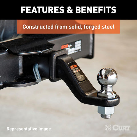CURT 45331 Loaded Ball Mount, 2-5/16" Ball, 15,000 lb, 2" Drop