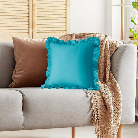 KKJIAF 2 Pack Ruffle Pillow Cases 22x22 Inches, Teal