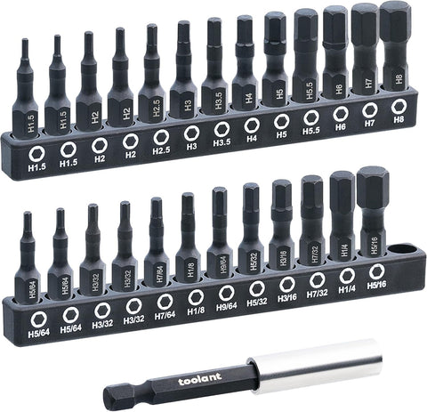 toolant 26-Piece Metric & SAE Hex Bit Set with Quick-Change Holder