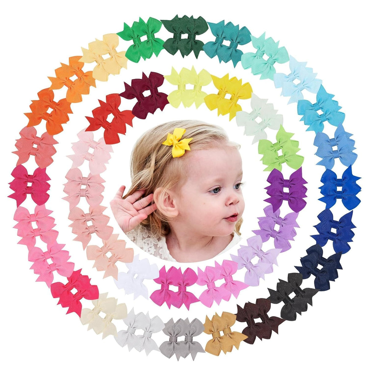 doboi 80PCS 2" Baby Hair Bows Clips, Small Hair Bows for Girls Toddlers