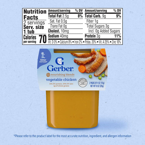 Gerber Stage 2 Vegetable and Chicken Baby Food, 4 Oz, 16 Pack