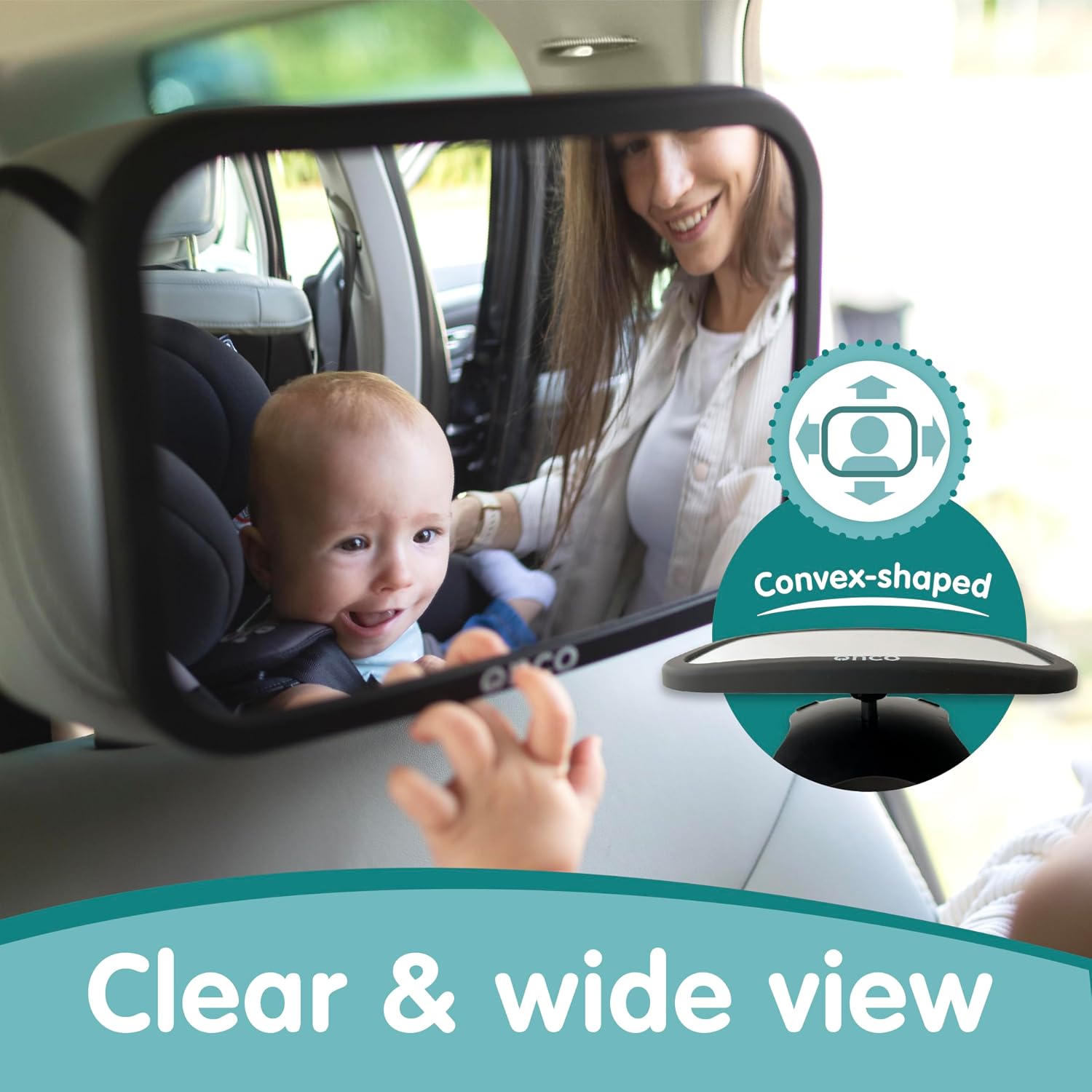 Onco Baby Car Mirror for Rear Facing Seats - Triple Award Winning, Non-Slip