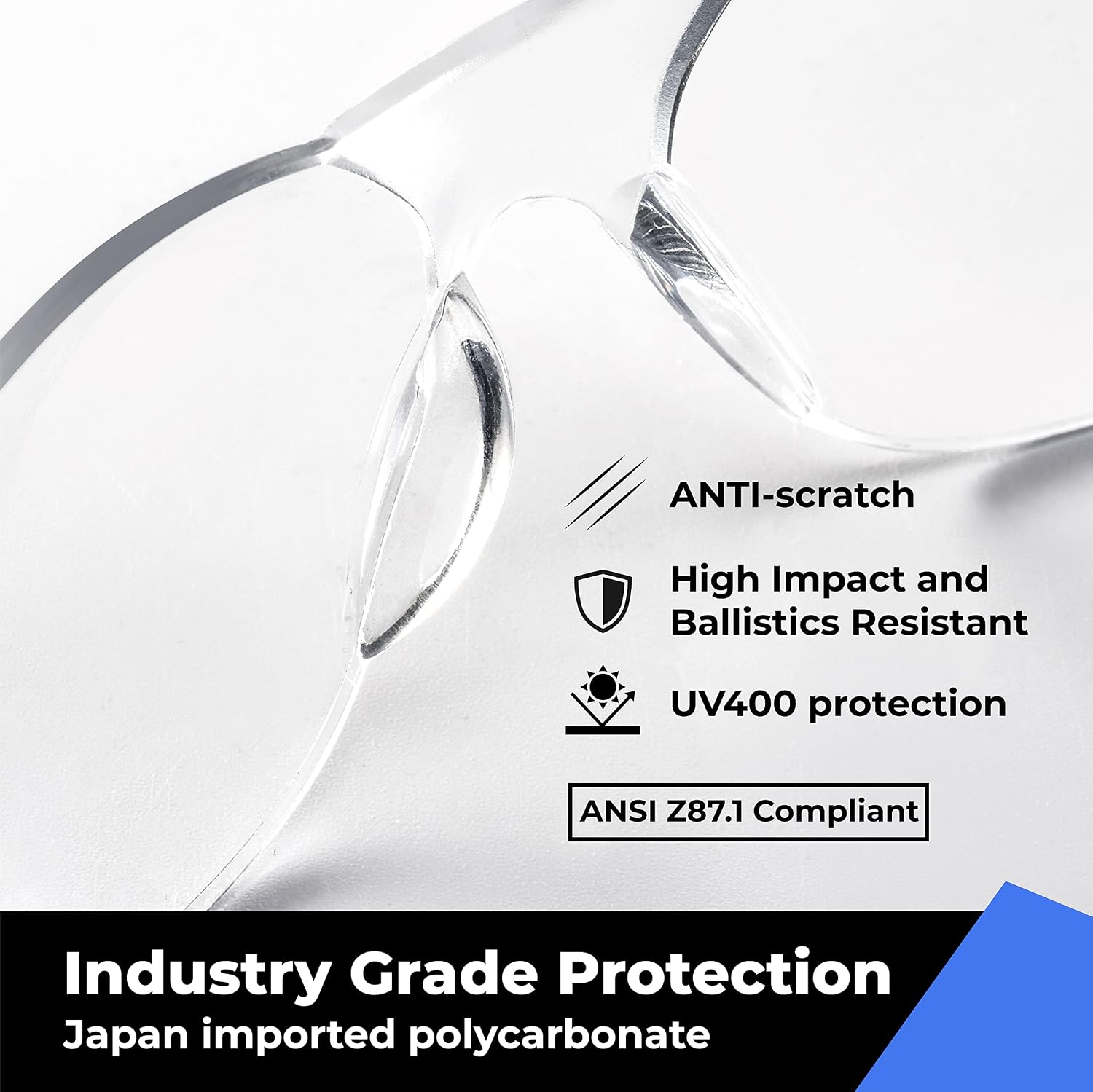 amoolo Clear Safety Glasses, ANSI Z87.1 Impact Resistant, 48 Pack, Adult