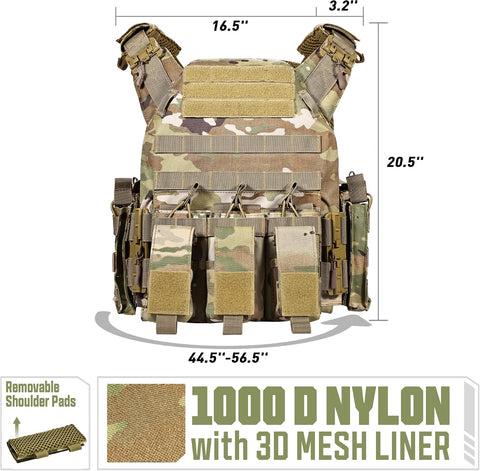 GFIRE Tactical Vest, Quick Release Lightweight Breathable Vest for Training