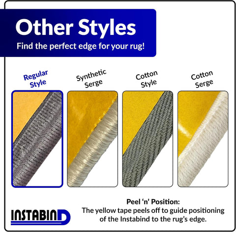 Instabind DIY Carpet Binding Tape - Regular Style Edge Trim - Grey, 54 LFT