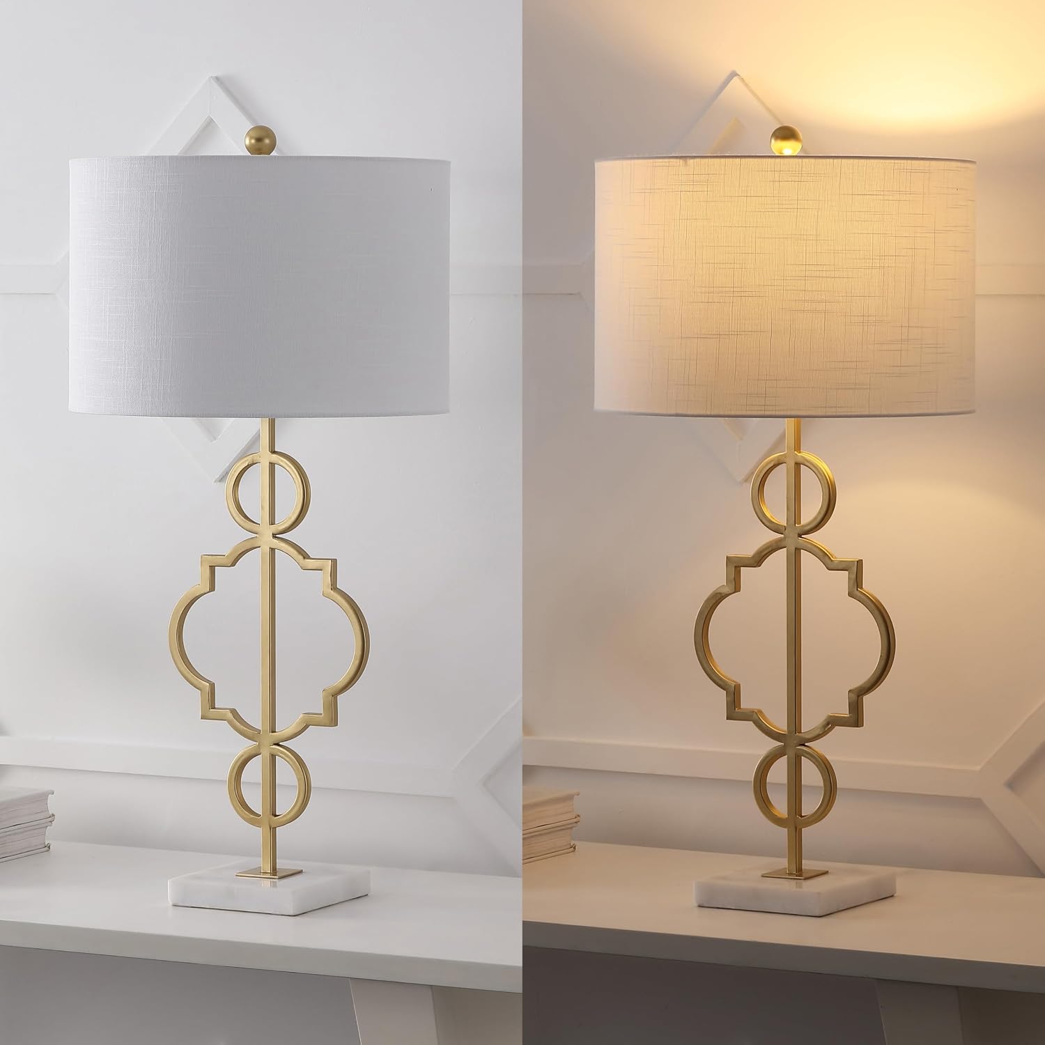 JONATHAN Y July Table Lamp Modern Quatrefoil Metal 31", Gold Painting