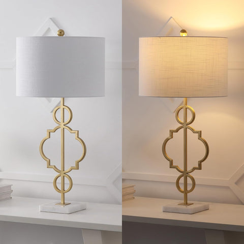 JONATHAN Y July Table Lamp Modern Quatrefoil Metal 31", Gold Painting