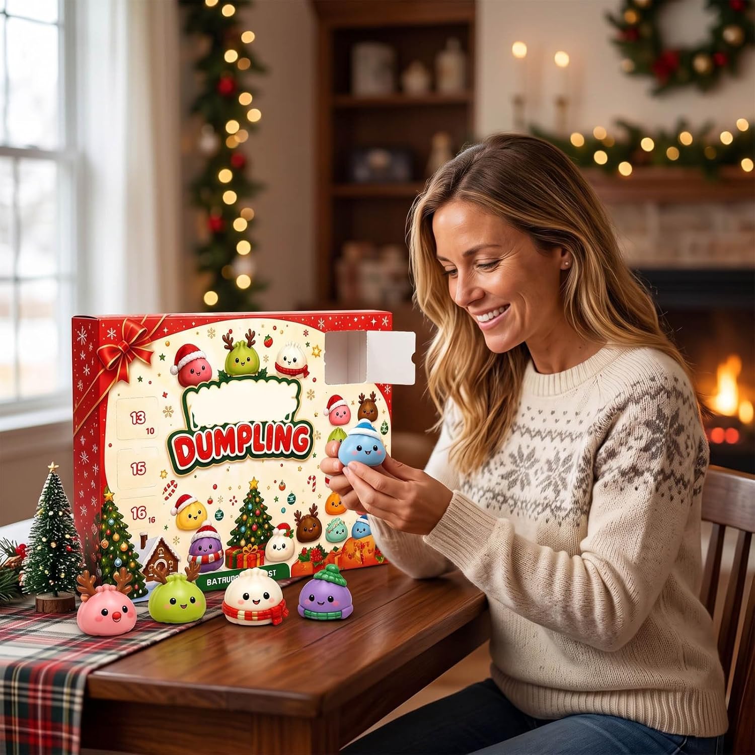 Christmas Squishies Advent Calendar 2026, 24 Days Dumpling Squishies Toys Countdown Calendar, Christmas Decor Jumbo Mini Glitter Squishie Squeezy Toys