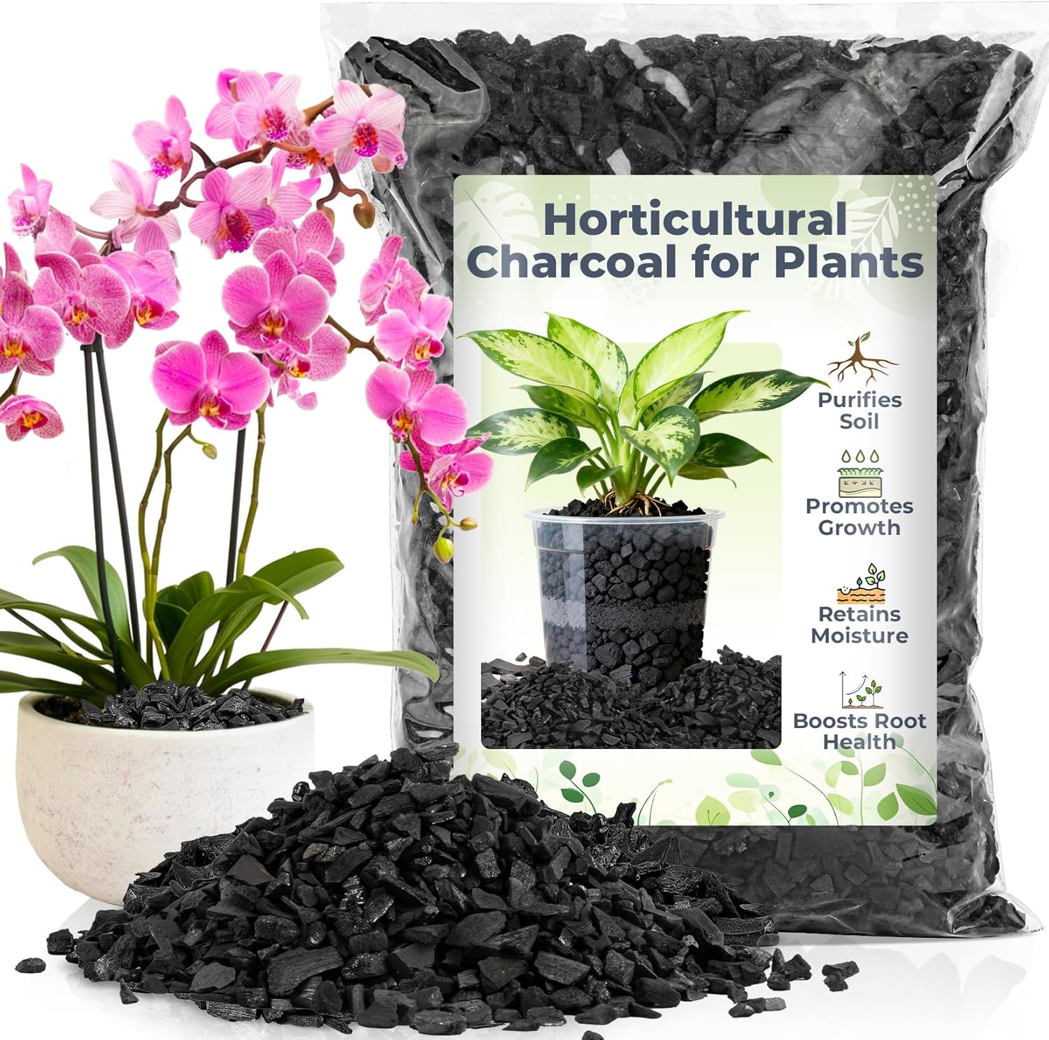 Sukh 1Qt Horticultural Charcoal for Plants - Organic Biochar Soil Amendment