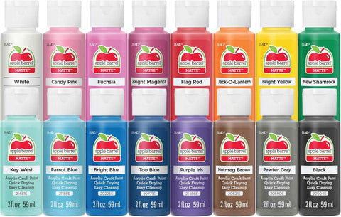 Apple Barrel, Vibrant Spectrum Collection Acrylic Craft Paint, Promoabiii, each, 16 assorted matte colors, 2 Fl Oz, 16 Count