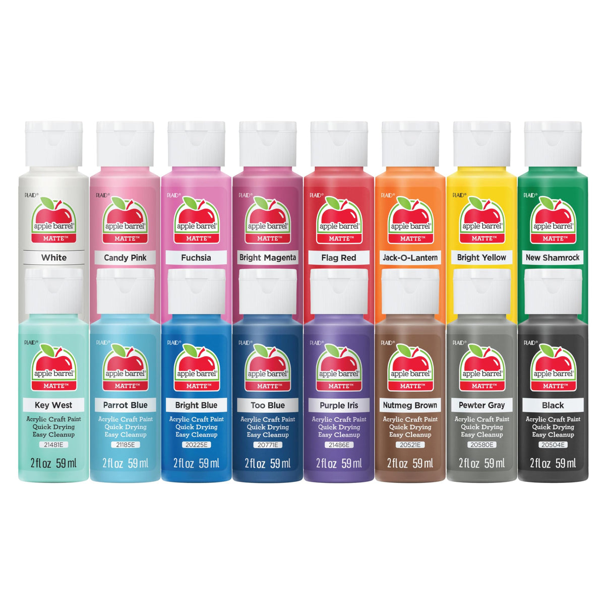 Apple Barrel, Vibrant Spectrum Collection Acrylic Craft Paint, PROMOABIII, 2 fl oz each, 16 assorted matte colors, 16 count