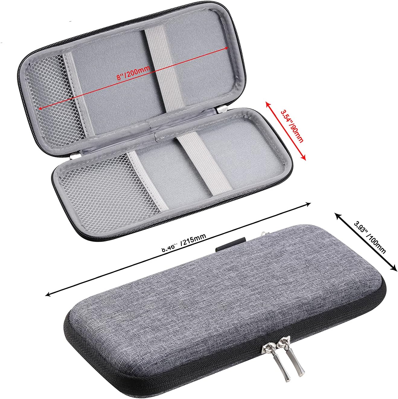Upgraded Hard Pencil Case Box for Adults,Durable Pen Carrying Case with Zipper-Gray
