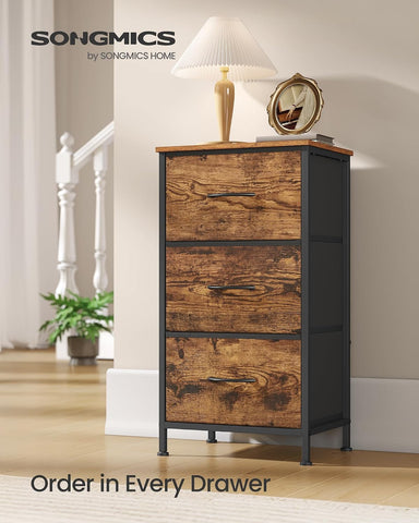 SONGMICS Dresser for Bedroom, Small Dresser with 3 Fabric Drawers