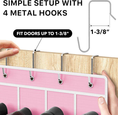 Simple Houseware 24 Pockets Clear Over the Door Shoe Organizer, Pink