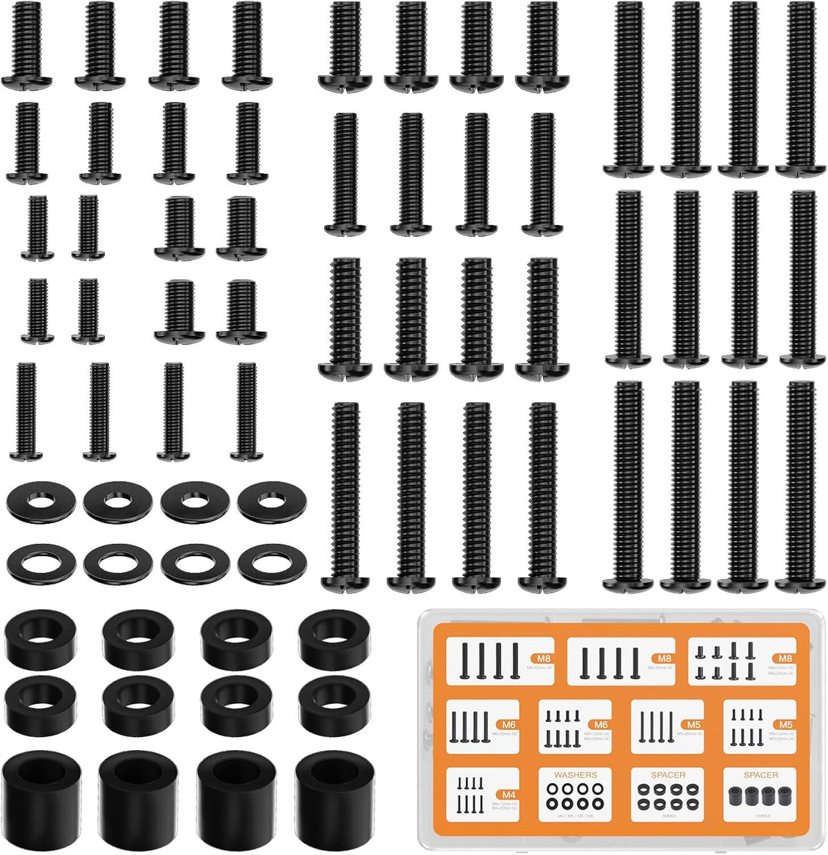 WALI Universal TV Mounting Hardware Kit Set Includes M4 M5 M6 M8 Screws and Spacer - Fit Most TVs up to 80 inch (UVSP), Black (Pack of 2)