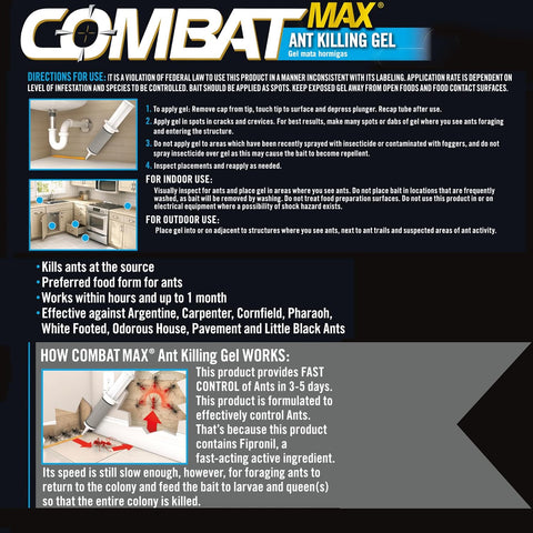 Combat Ant Killing Gel, Indoor and Outdoor Use, 27 Gram, Fast-Acting