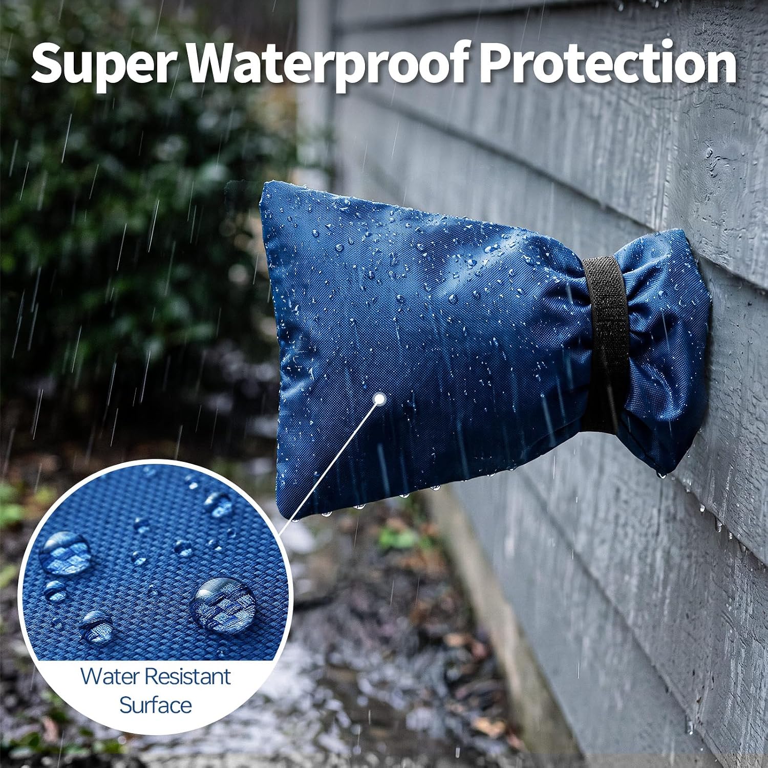 Outdoor Faucet Cover for Winter, 3M Thinsulate Spigot Cover for Winter Freeze Protection, Waterproof, 10" H x 6.3" W Outside Hose Bib Insulated Covers for Wall Taps, 2 Pcs Faucet Socks - Blue