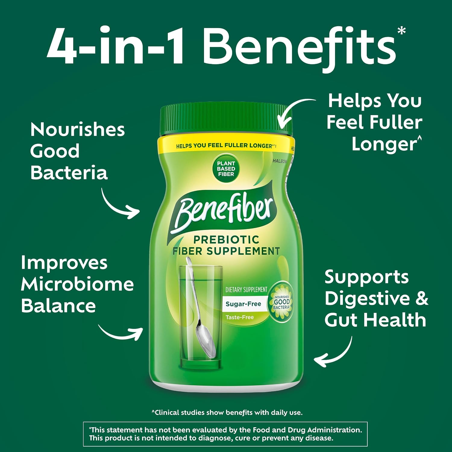 Benefiber Prebiotic Fiber Supplement Powder, Unflavored, 250 Teaspoons