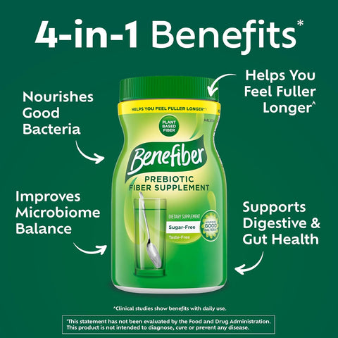 Benefiber Prebiotic Fiber Supplement Powder, Unflavored, 250 Teaspoons