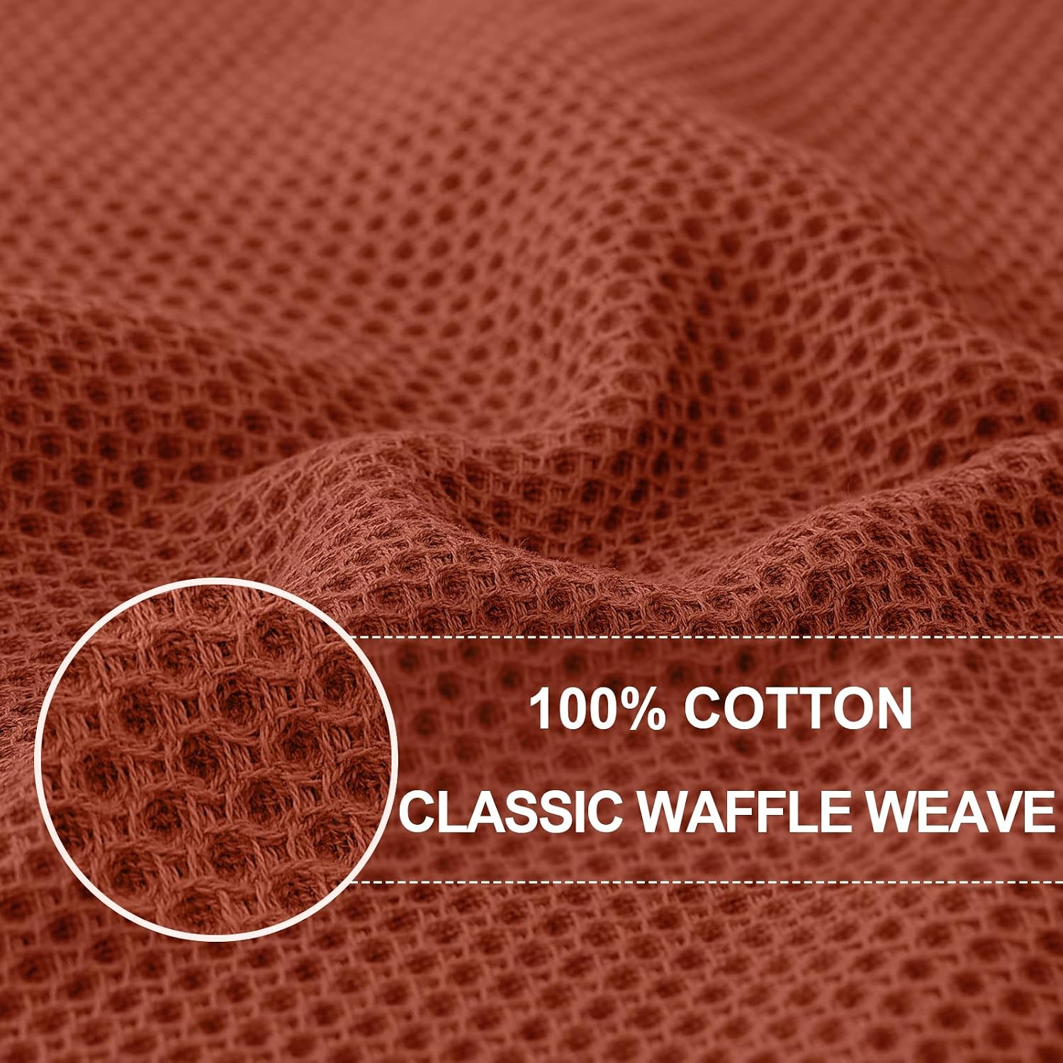 Homaxy 100% Cotton Oversized Waffle Weave Kitchen Towels 6-Pack, Rust