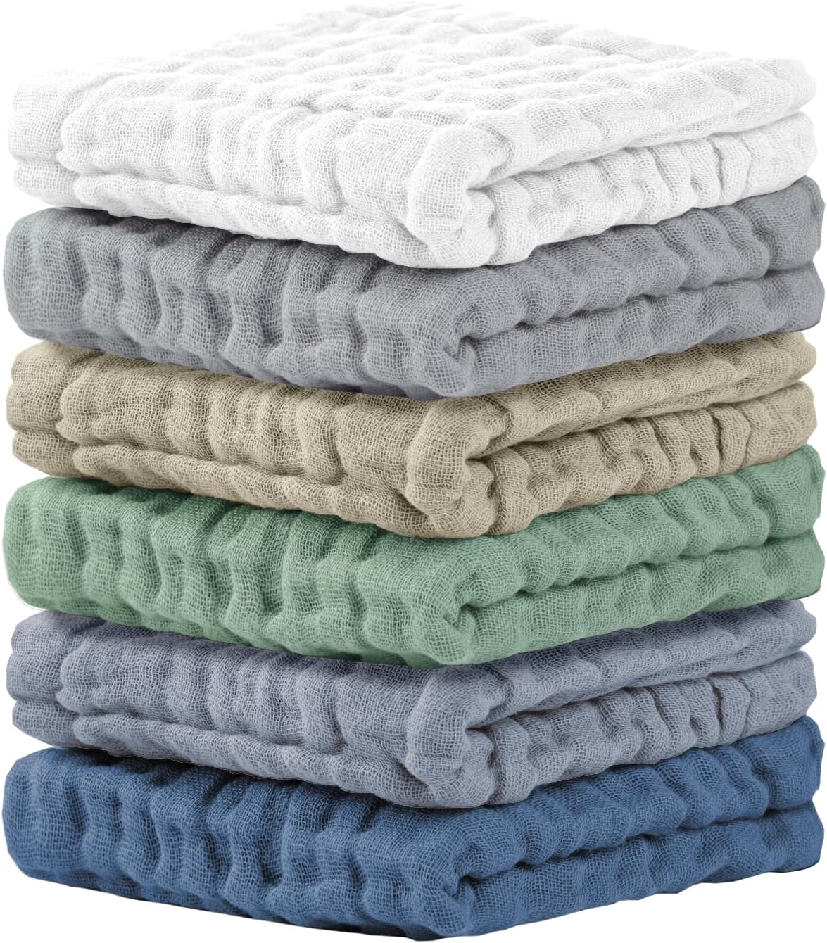 Cuddle Campus Baby Washcloths 6 Packs, Muslin Washcloths Baby,Cotton Burp Cloths, Extra Absorbent and Soft Wash Clothes for Newborns, 12x12 Inches
