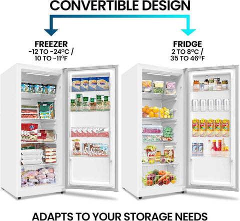 Kenmore 17.0 Cubic Feet Capacity Upright freezer - Convertible Refrigerator/Freezer, 4 Shelves, Garage Ready, Meat Storage, Auto Defrost, Congelador For Home, Apartment, Basement, Dorm,White