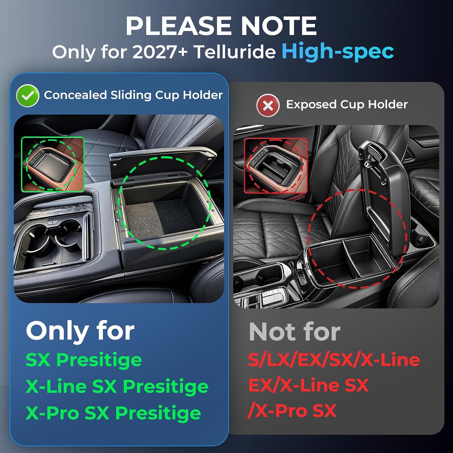 Double Layer Center Console Organizer Storage Tray for KIA Telluride 2027+ (Only for SX Presitige/X-Line SX Presitige/X-Pro SX Presitige) Interior Accessories Armrest Box for 2027+ Telluride