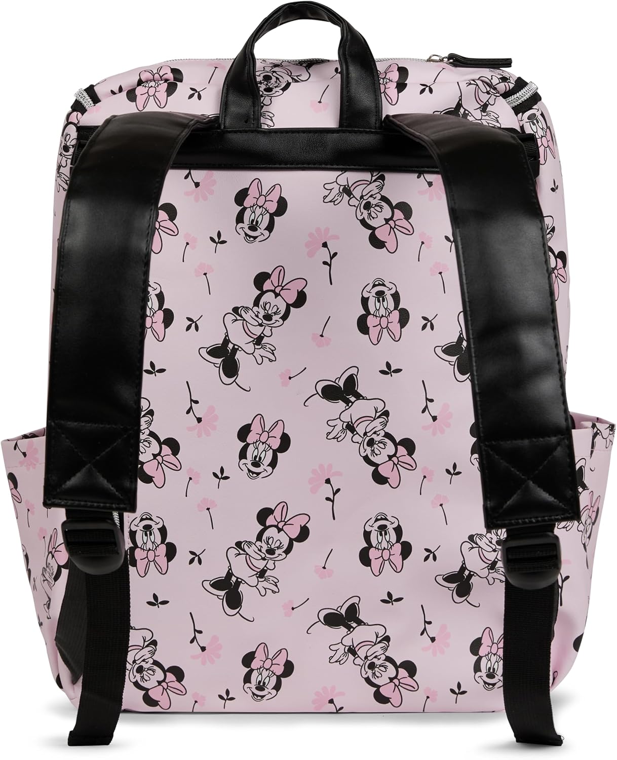 Disney Diaper Bag Backpack with Changing Pad Minnie Mouse – 16” Nylon Baby Bag for Parents, Insulated Bottle Holders, Multiple Storage Pockets