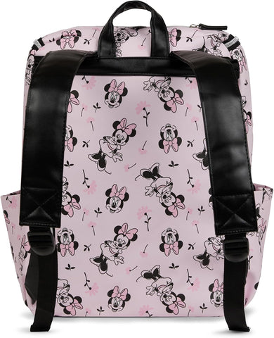 Disney Diaper Bag Backpack with Changing Pad Minnie Mouse – 16” Nylon Baby Bag for Parents, Insulated Bottle Holders, Multiple Storage Pockets