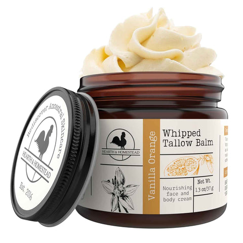 Hearth & Homestead Whipped Beef Tallow for Skin & Face Vanilla Orange 1.3oz
