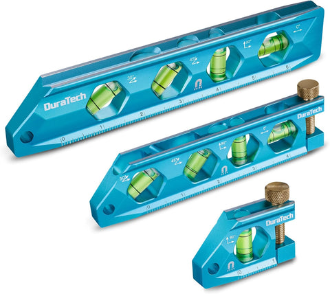 DURATECH 3-Piece Level Tool Set, Magnetic Torpedo Level with V-Groove