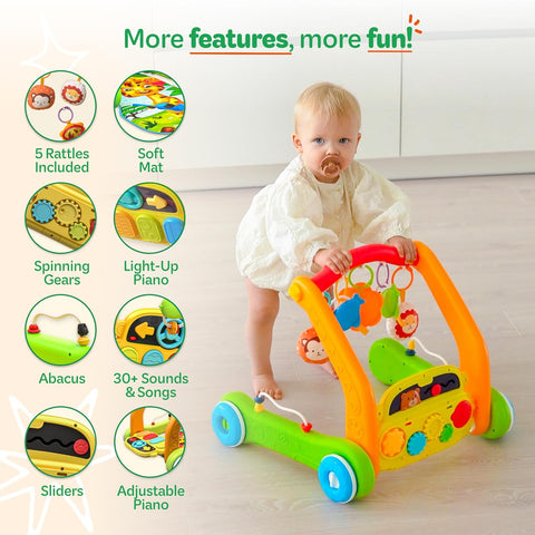 Move2Play, Kick & Play Piano Baby Mat | Grow with Me 4-in-1 | Tummy Time Play Mat, Sit-to-Stand, Musical Activity Gym & Infant Push Walker | for Babies 0-6 & 6-12 Months