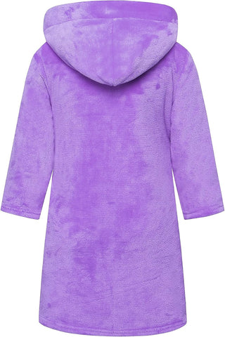 Girls Fleece Hooded Robes, Kids Soft Premium Fuzzy Bathrobe for Gifts, 2-12 Years