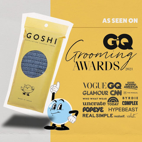 GOSHI Exfoliating Shower Towel - Long Body Scrubber, Grey
