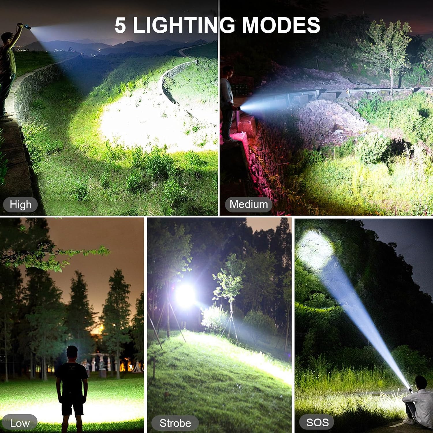 Lylting Rechargeable LED Flashlights High Lumens, 99,000 Lumens Super Bright Flashlight with 5 Modes & Waterproof, Powerful Handheld Flashlight for Camping Emergencies