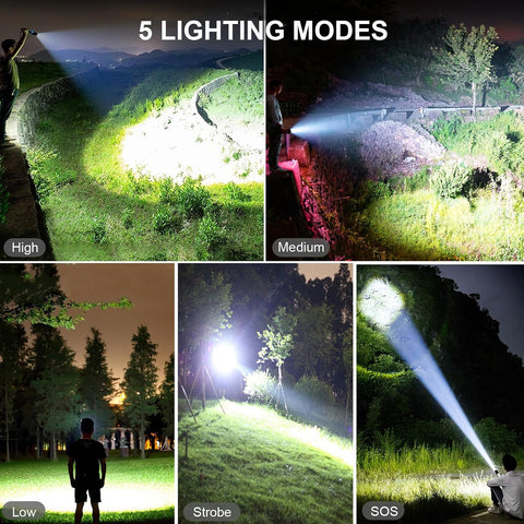 Lylting Rechargeable LED Flashlights High Lumens, 99,000 Lumens Super Bright Flashlight with 5 Modes & Waterproof, Powerful Handheld Flashlight for Camping Emergencies