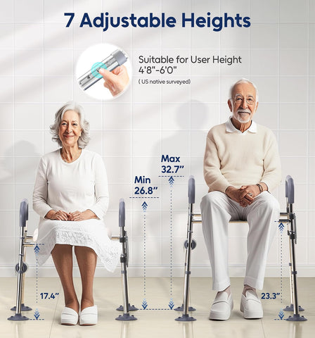 Bluelog Raised Toilet Seat Risers with Handles for Seniors, White