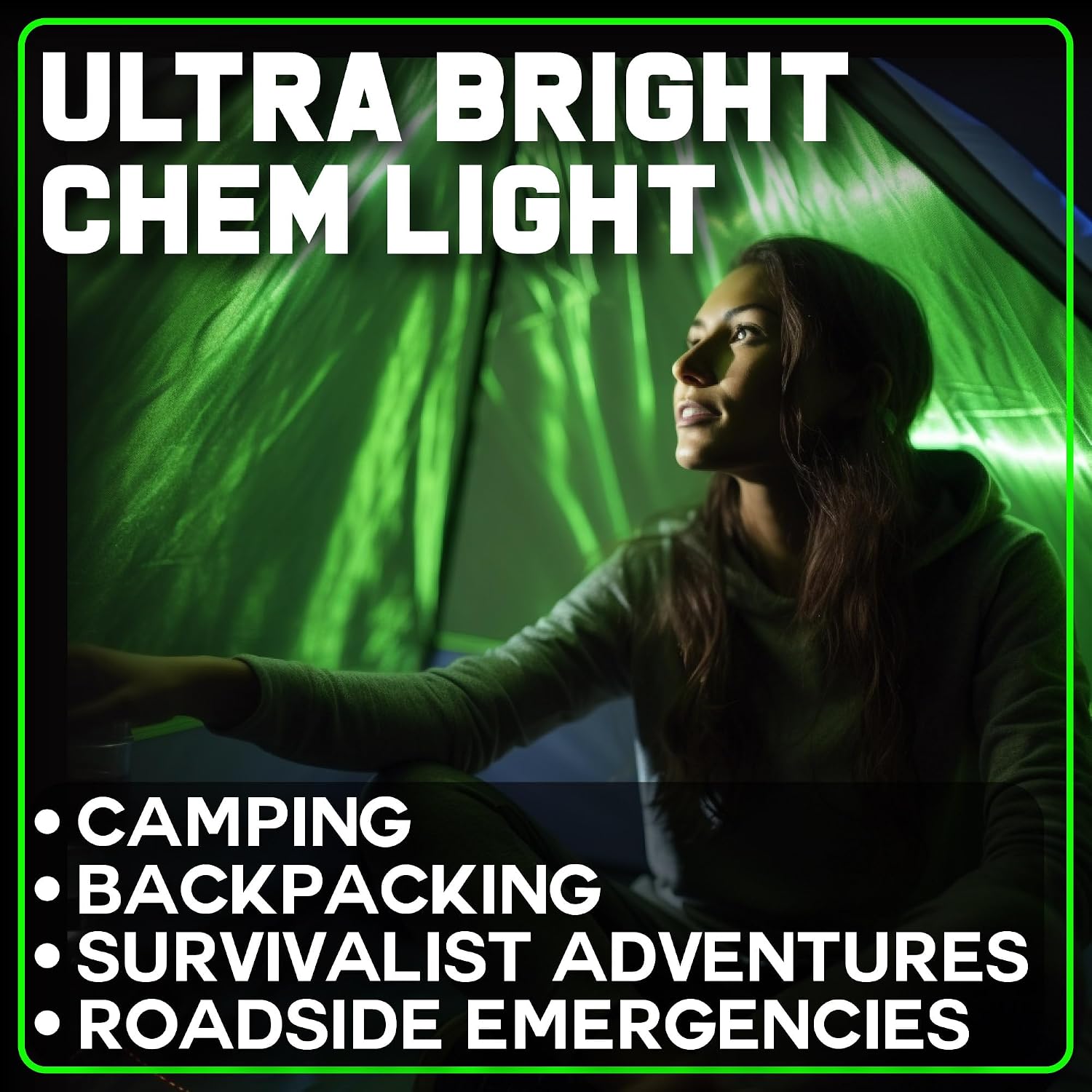 Ultra Bright Green Glow Sticks Emergency Chem Lights (6", 25 Pack) Military Grade 12 Hour Bulk Tactical Light Sticks for Survival Gear, Camping, Power Outages