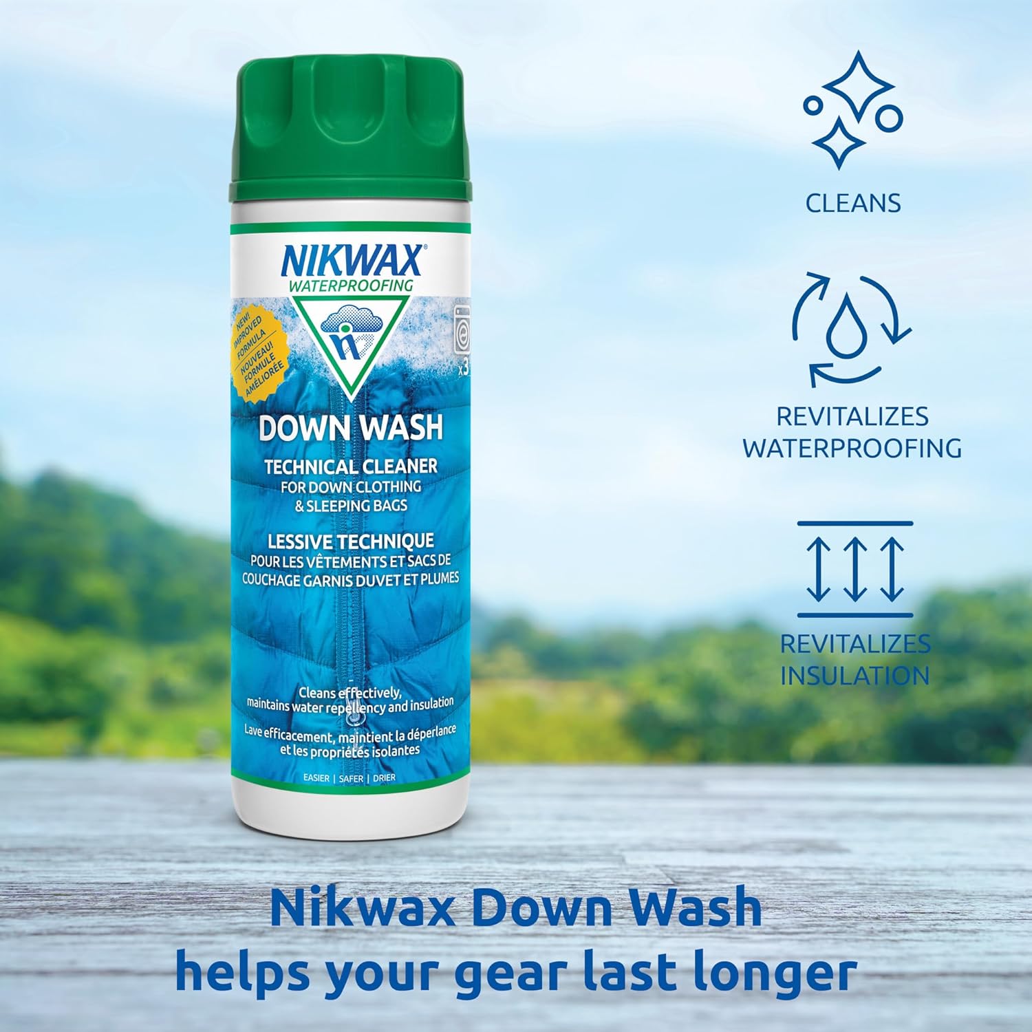 Nikwax Down Wash, 300ml, Detergent for down jackets and sleeping bags, outdoor apparel, clean, care, protect